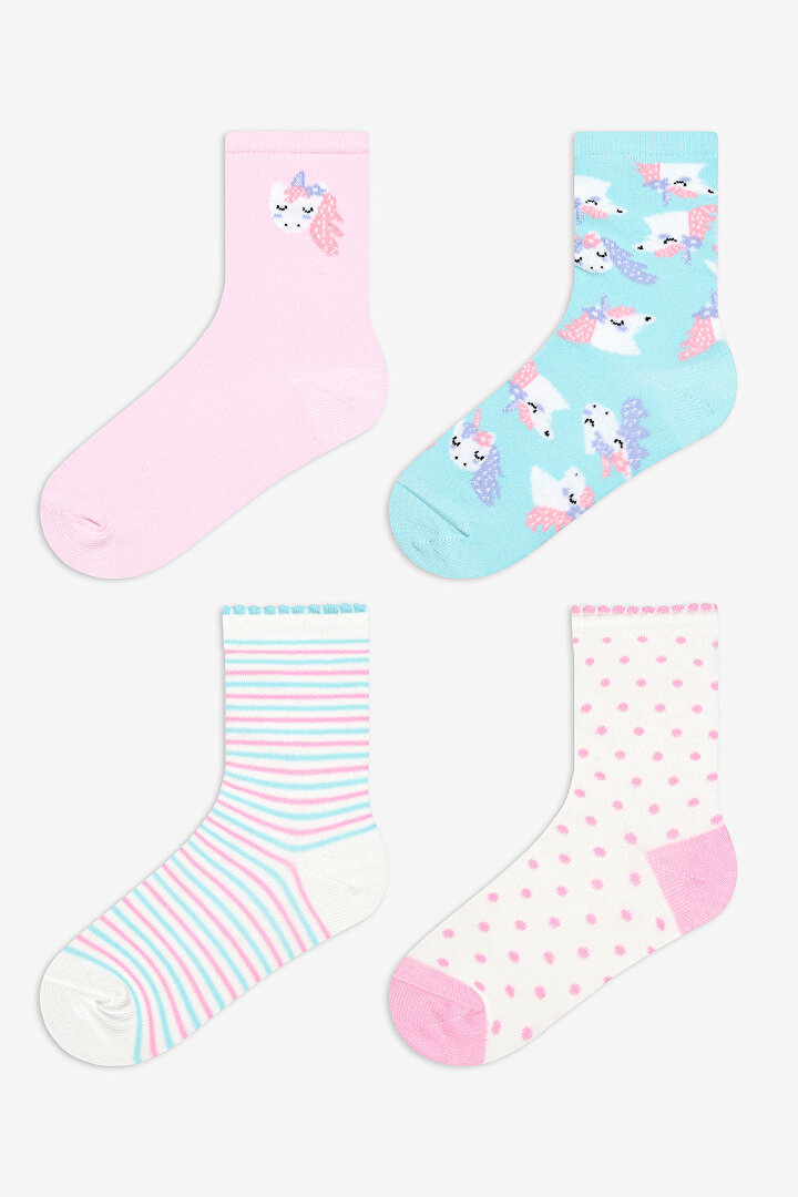 Girls Prety Unicorn 4in1 Multi Colour Socket Socks - 1