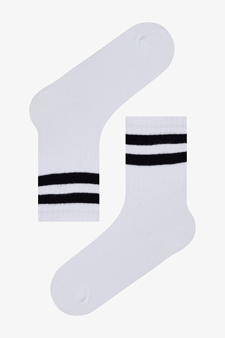 Boys Lines 3in1 Tennis White Socket Socks - 3