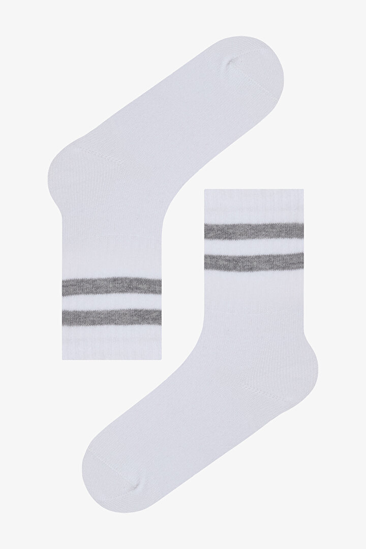 Boys Lines 3in1 Tennis White Socket Socks - 4