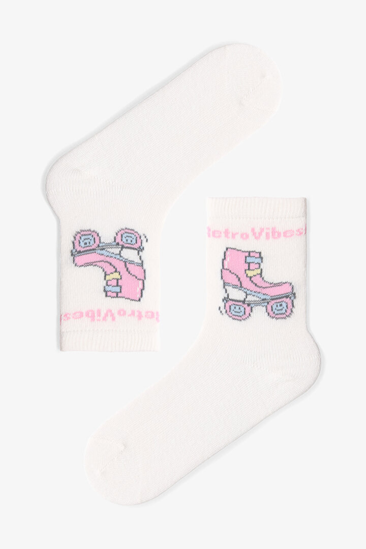 Çok Renkli Kız Çocuk Retro Vibes 4lü Soket Çorap - 2