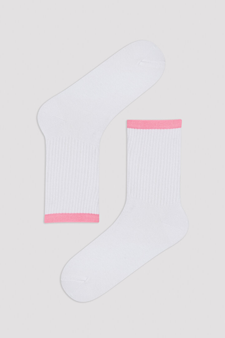 Beyaz Bu4u Cool Logo Jenny 2li Soket Çorap - 2
