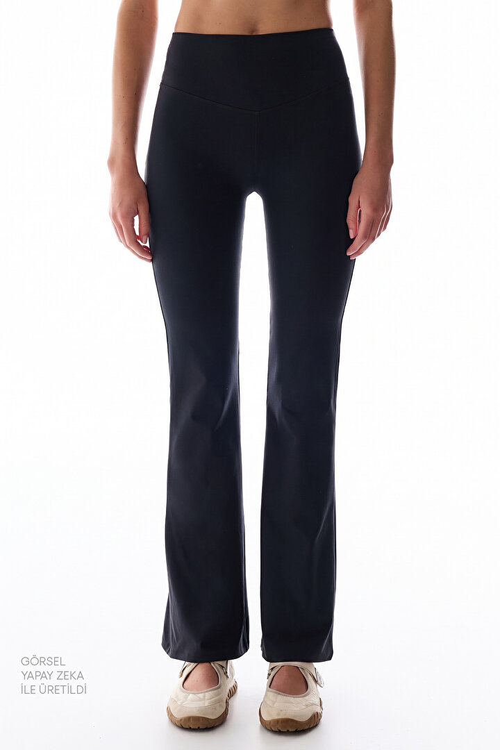 Black Soft Feel High Waist Flare Leggings - 2