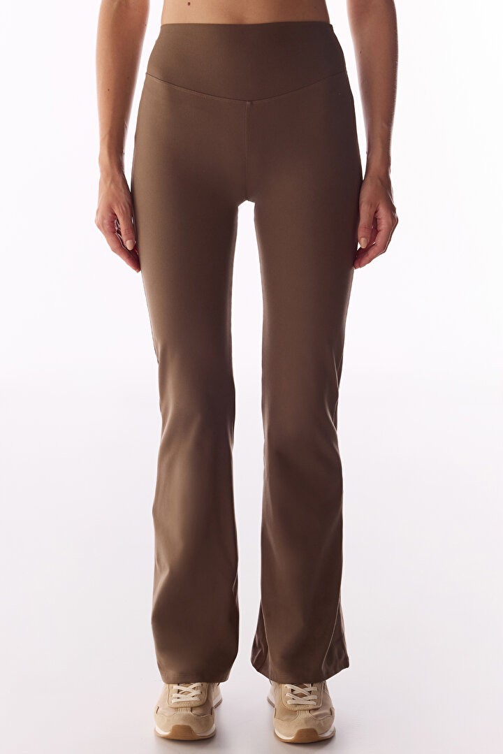 Brown Soft Feel High Waist Flare Leggings - 2