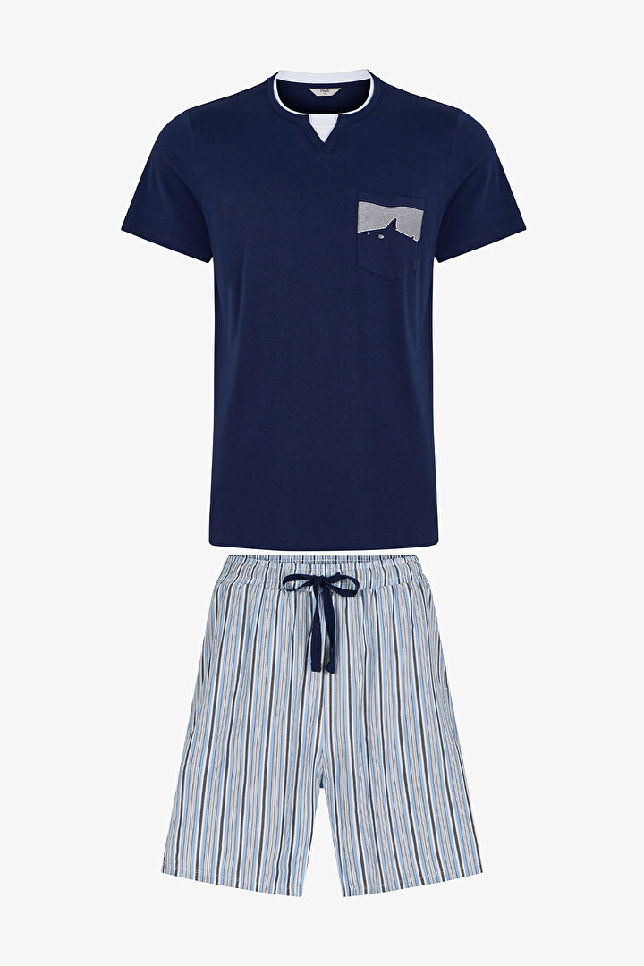 Erkek Renkli Sailor Stripe Pijama Takımı - 1