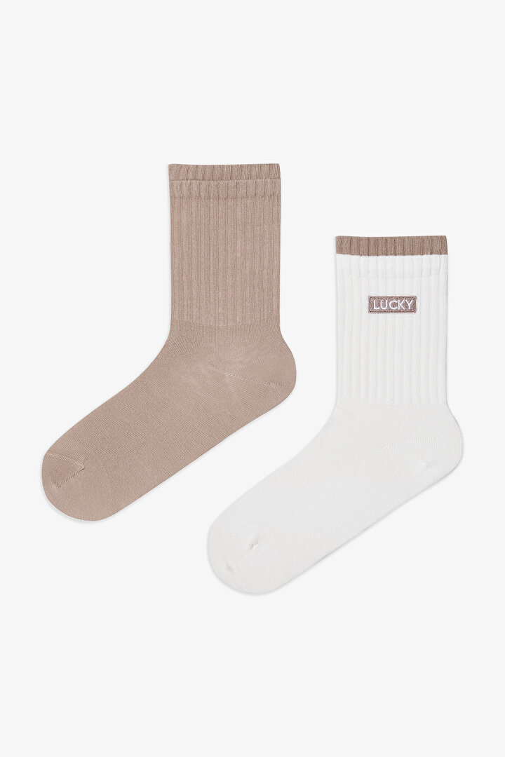 2 Pairs of Cotton Lucky Woven Label Socket Socks - 1