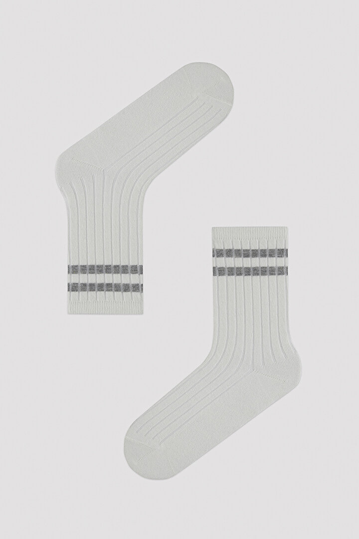 Çizgili Renkli 3lü Soket Çorap - 2