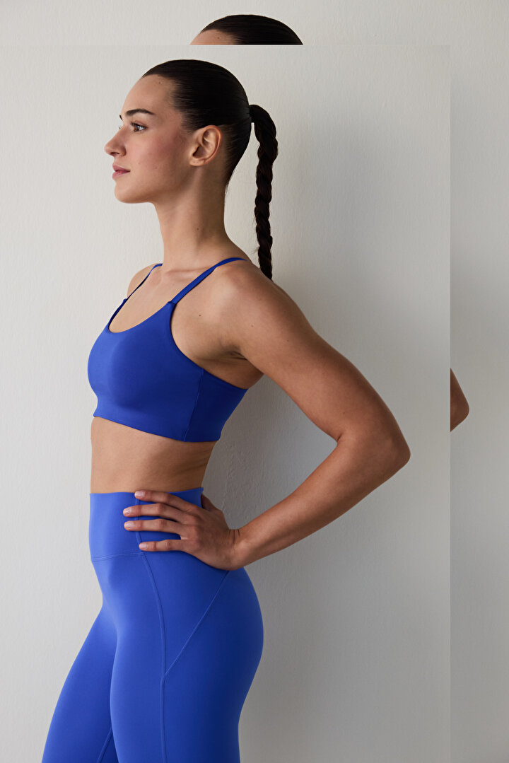 Saks Basic U Yaka Ayarlanabilir Askılı Düşük Destekli Çıkarılabilir Kaplı Spor Sütyeni - 1