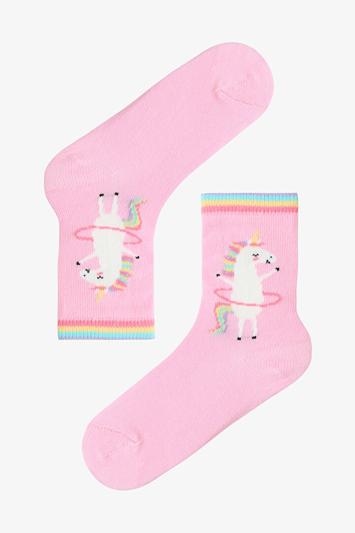 Çok Renkli Kız Çocuk Playful Unicorn 3lü Soket Çorap - 2