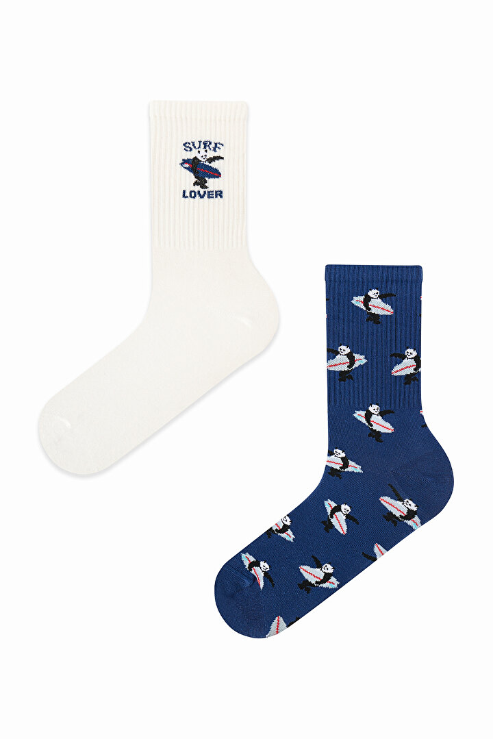 Erkek Renkli Surf Panda 2'li Soket - 1