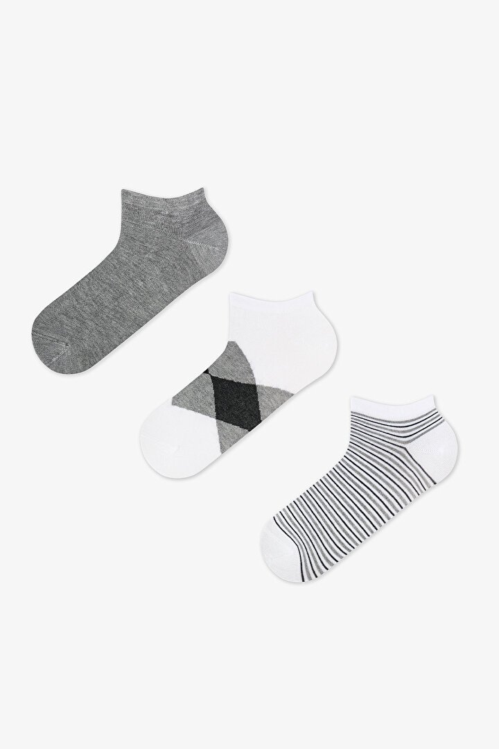 Erkek Renkli Stripe Pulse 3'lü Patik Çorap - 1