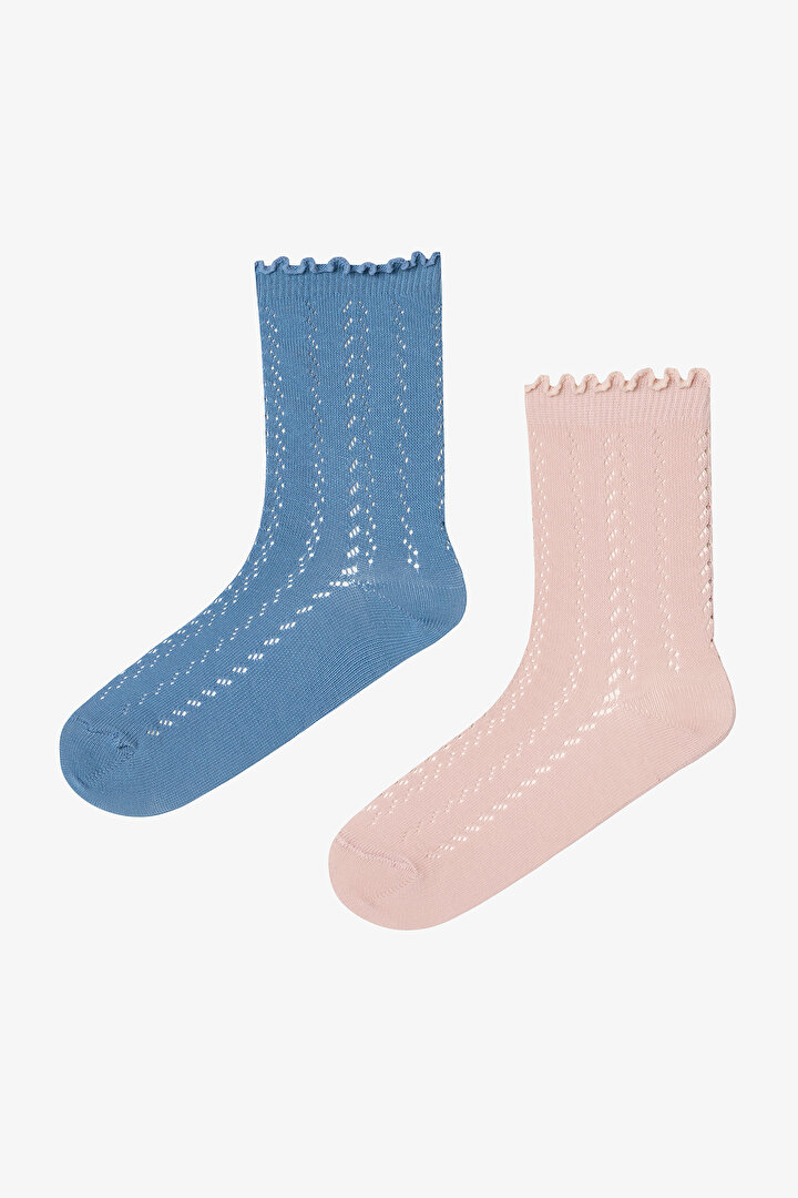 3 Çift Pamuklu Fırfırlı Soket Çorap - 1