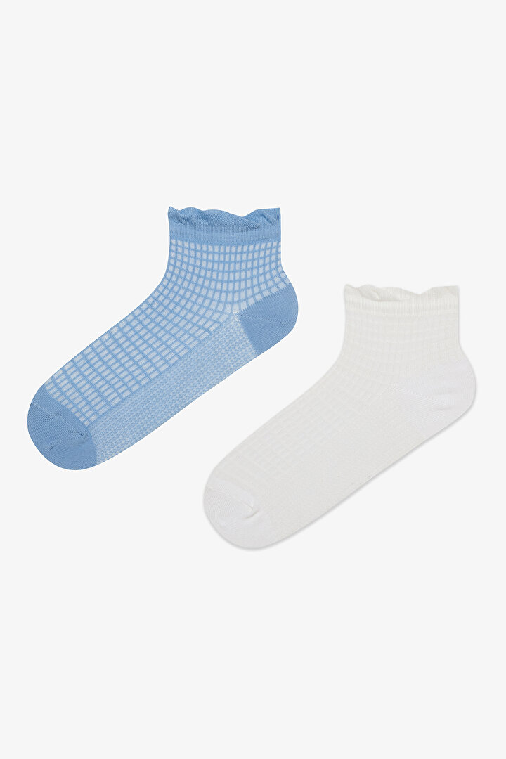 Mesh Frill 2in1 White Liner Socks - 1