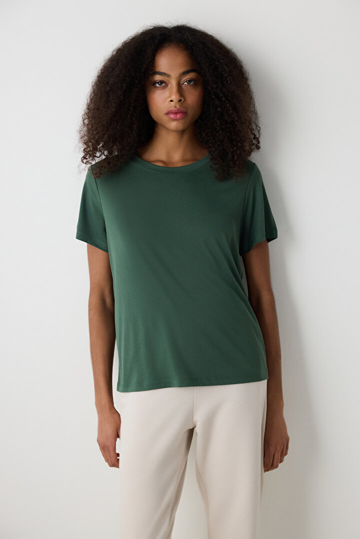 Modal Khaki T-Shirt - 1