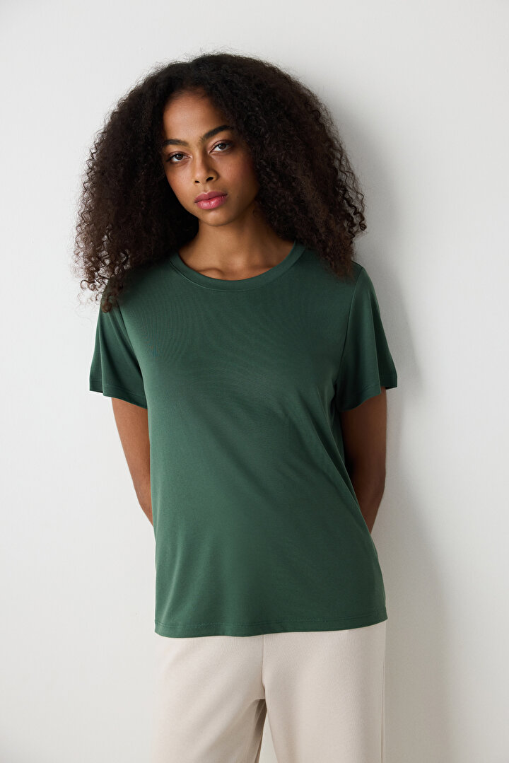 Modal Khaki T-Shirt - 2