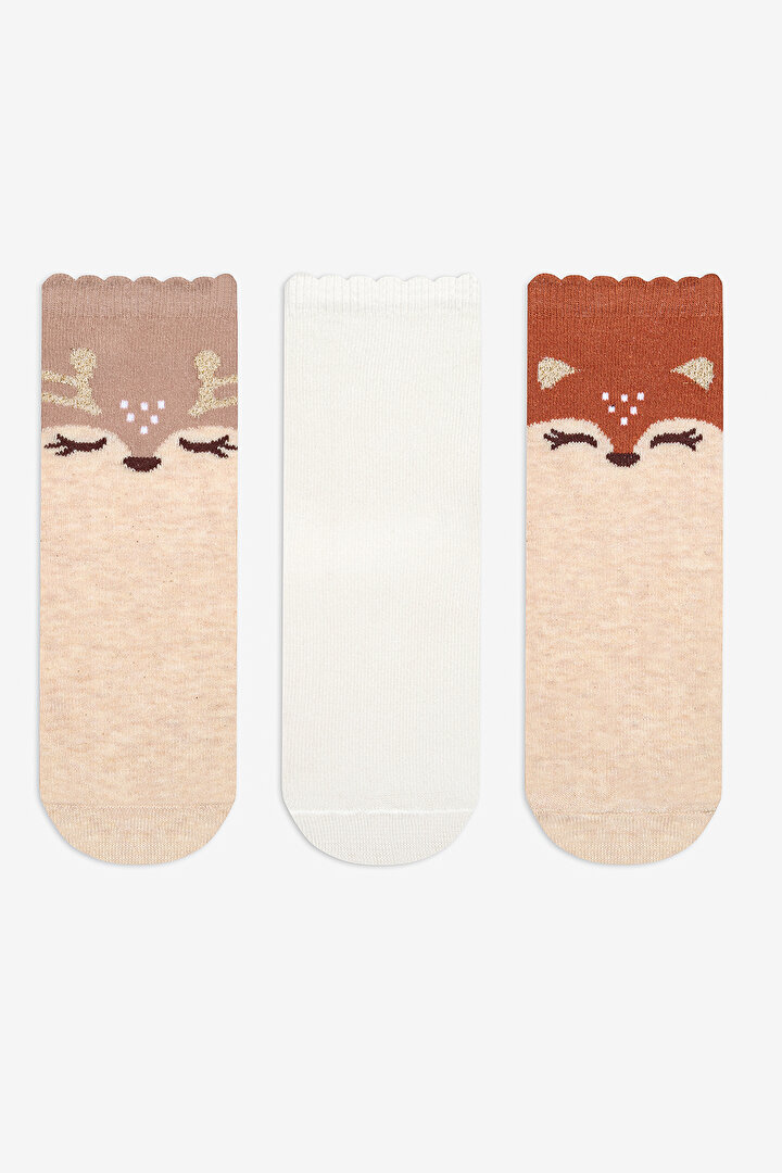 Girls Deer 3in1 Multi Colour Socket Socks - 1