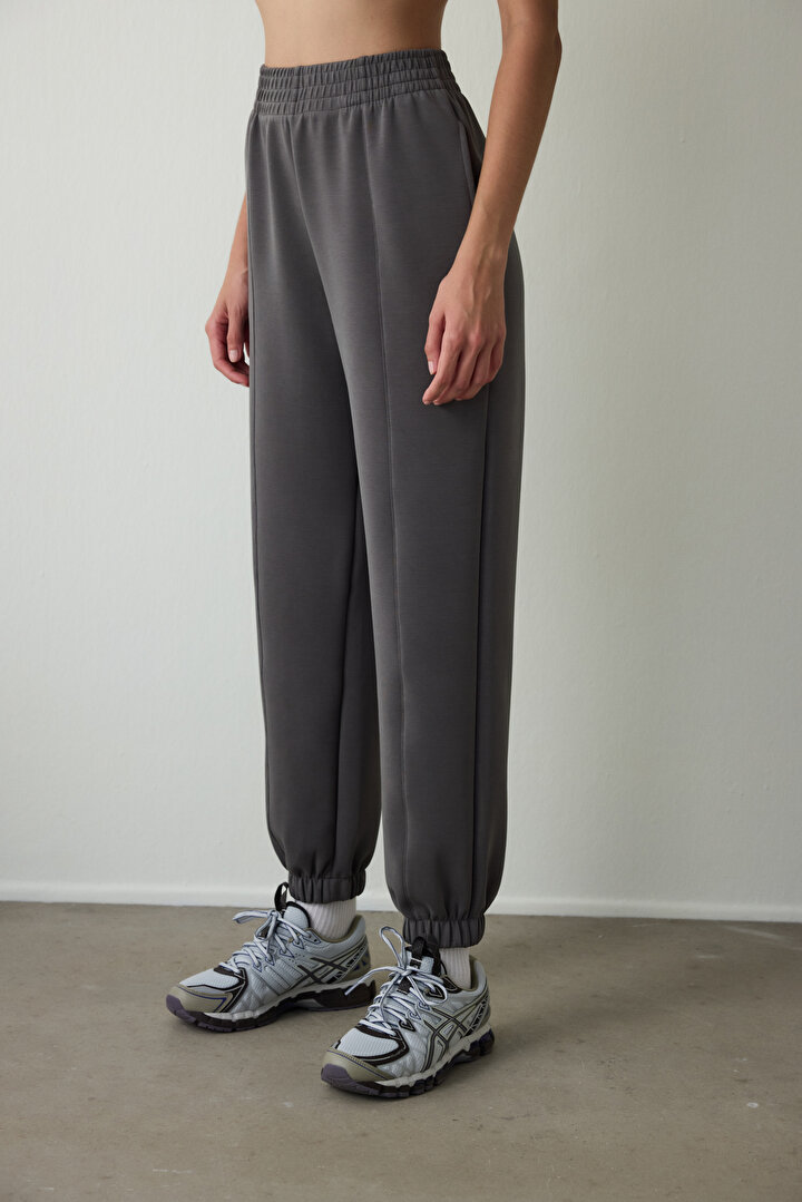 Anthracite High Waisted Seam Detailed Modal Jogger - 1