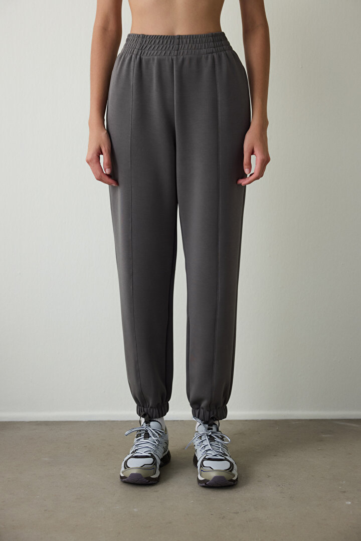 Anthracite High Waisted Seam Detailed Modal Jogger - 2