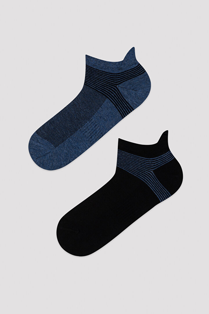 Çok Renkli Waved Colour 2li Patik Çorap - 1