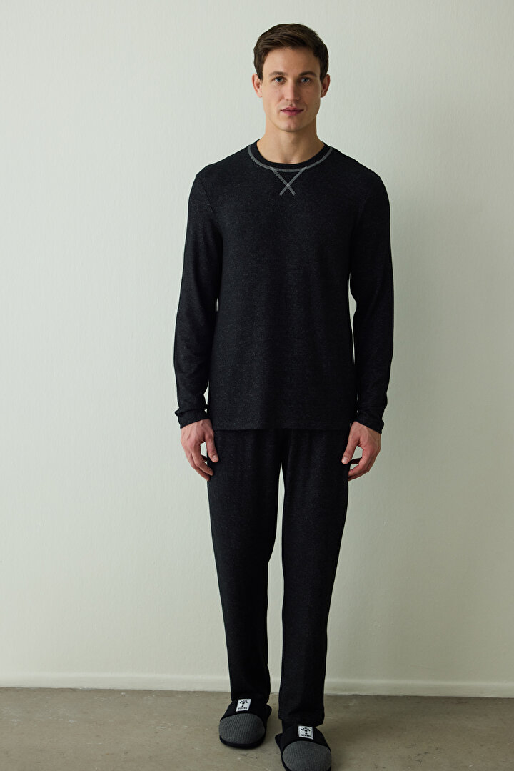 Siyah Basic Erkek Pijama Takımı - 1