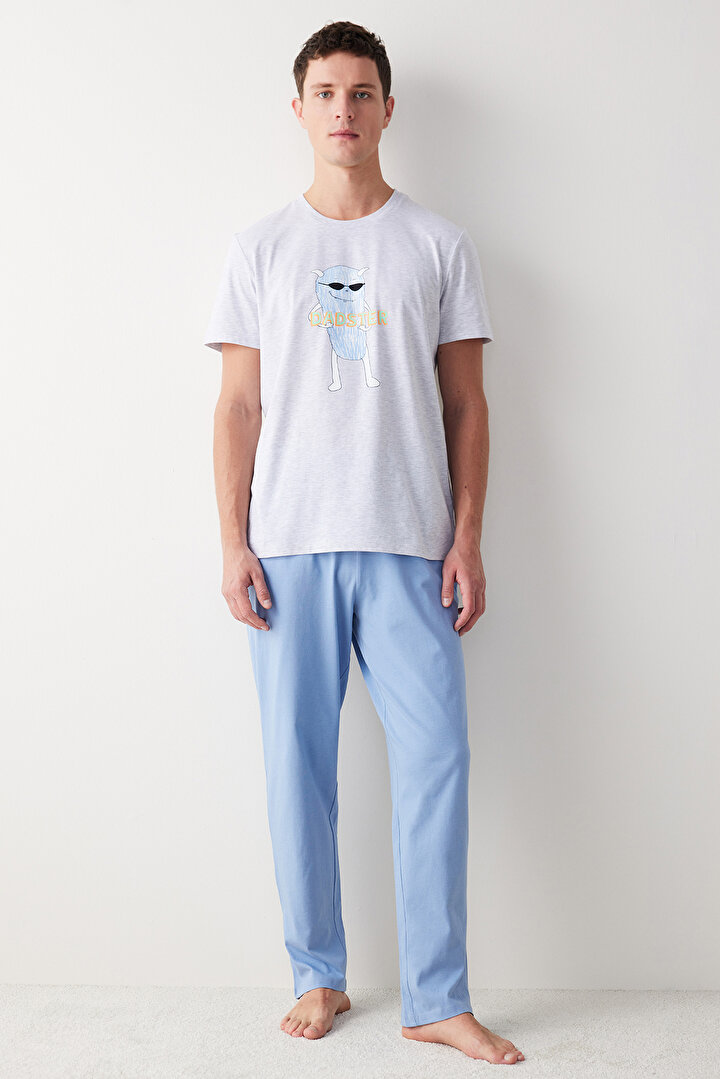 Erkek Dadster Mavi Pijama Takımı - 1