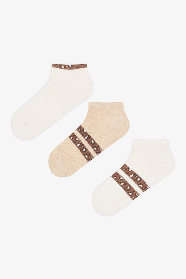 Leopard Line  Beige White 3in1 Liner Socks - 1