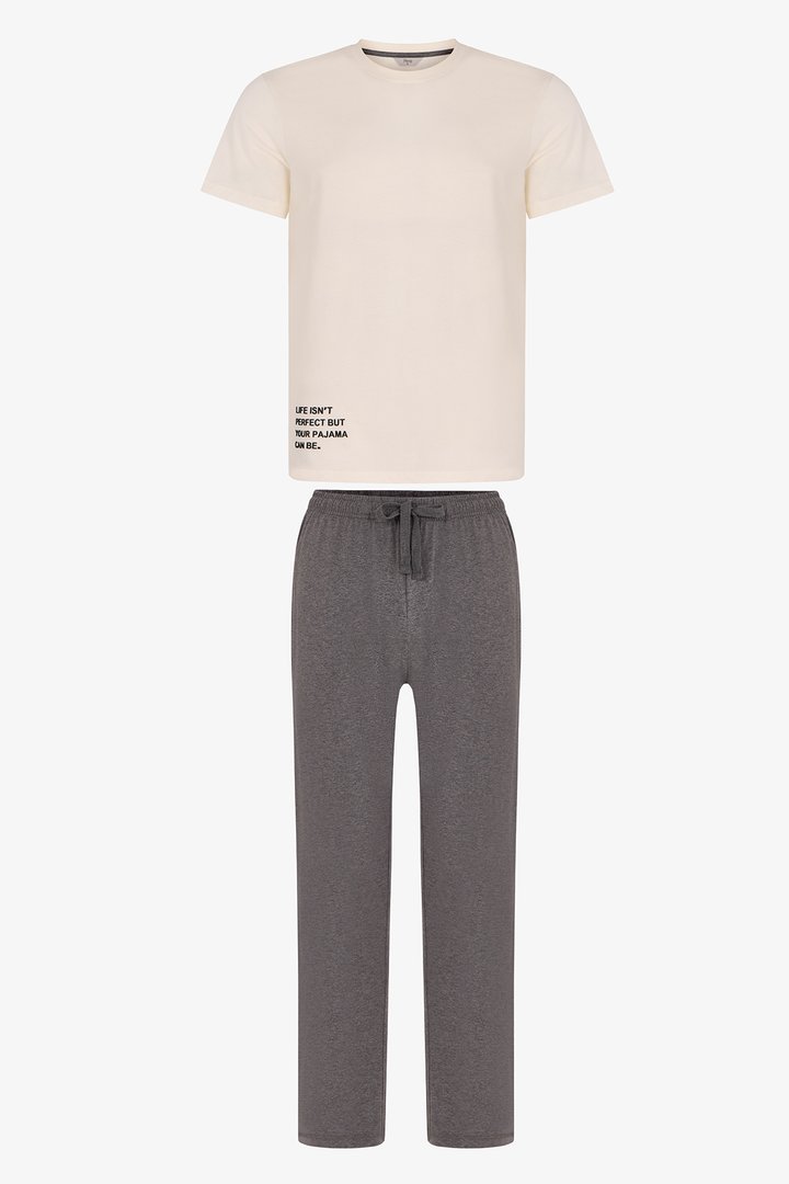 Erkek Text Mode Pantolon Kısa Kollu Pijama Takımı - 1