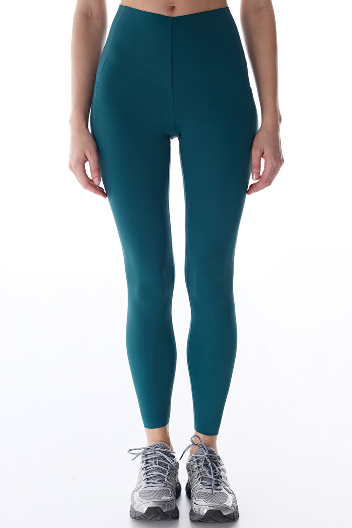 Turquoise V Shaping Pocket Detail Leggings - 1