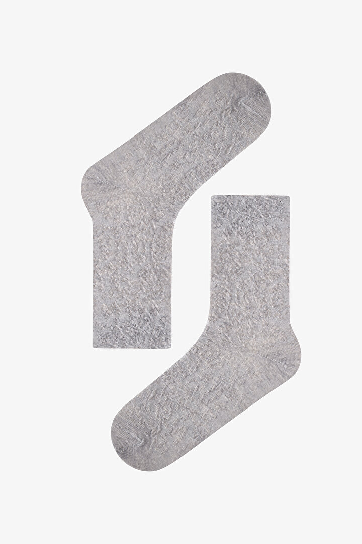 Light Grey Black Elegance Texture Cotton Jacquard 3 Pack Ankle Socks - 2