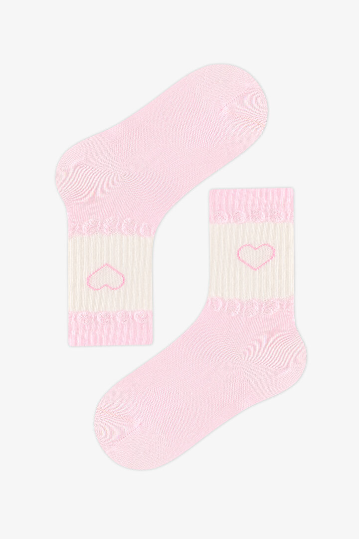 Kız Çocuk Pembe Little Pink Bunny Tavşan Desenli Pamuklu 3 Çift Soket Çorap - 2