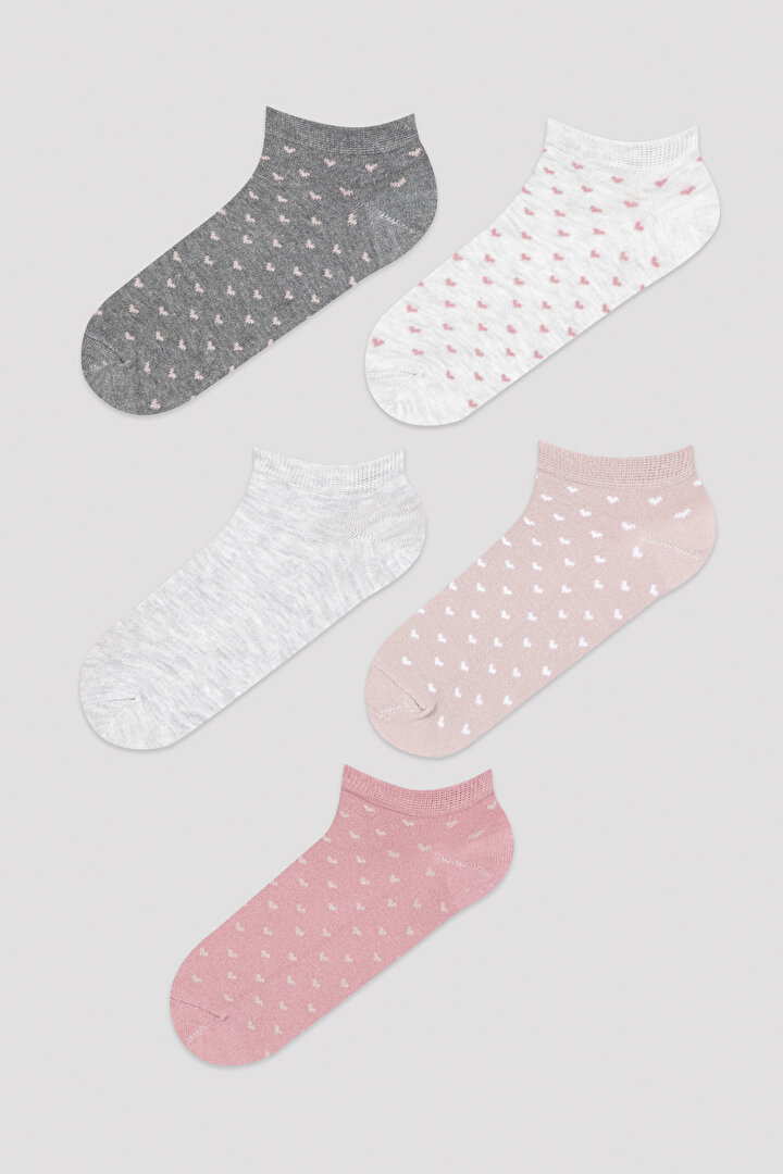 Multi Colour Heart 5in1 Liner Socks - 1