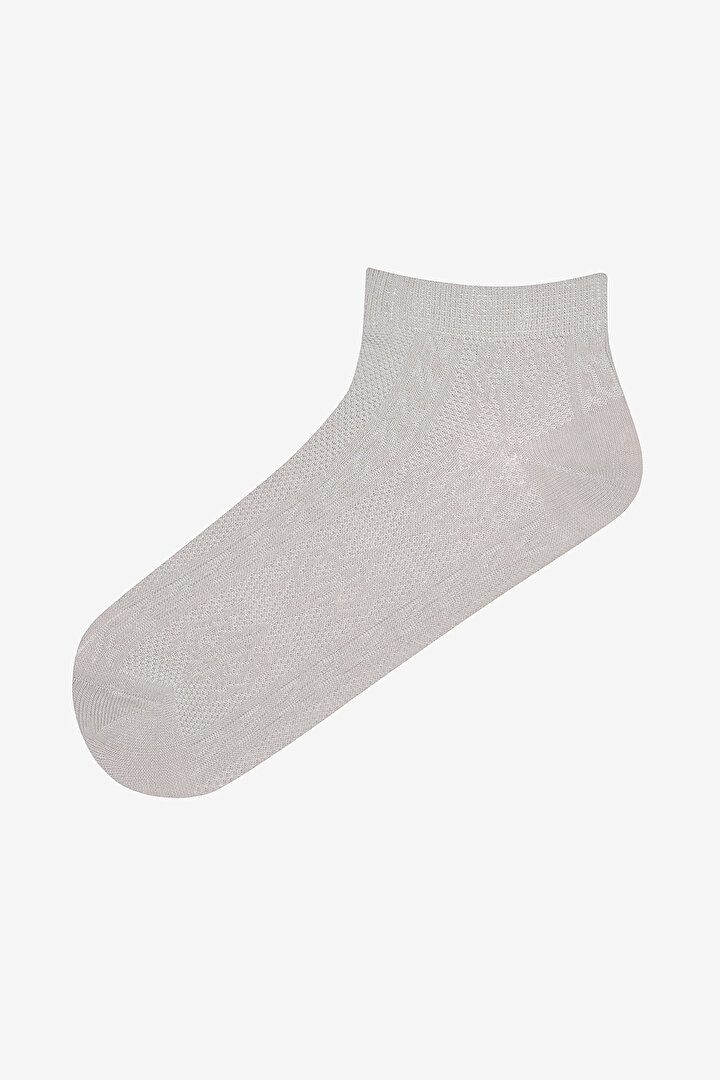 Stone Jacquard 5in1 Grey Multi Colour Liner Socks - 2