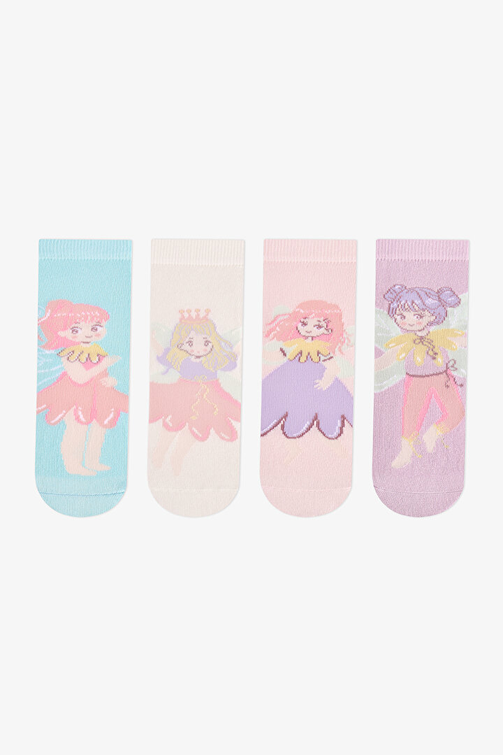 Kız Çocuk Fairy Bloom Pamuklu 4 Çift Soket Çorap - 1