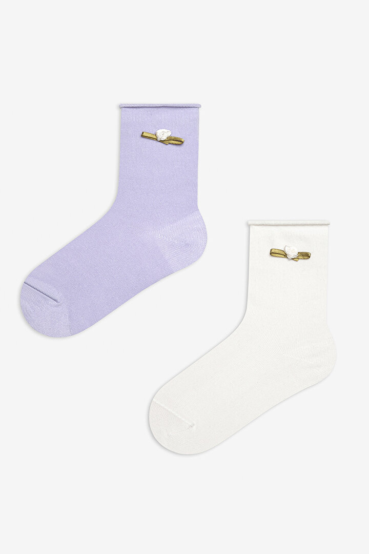 Girls Vintage Rose 2in1 Socket Socks - 1