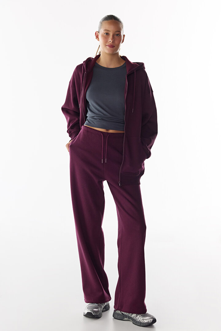 Bordo Adjustable Şardonlu Eşofman Altı - 2
