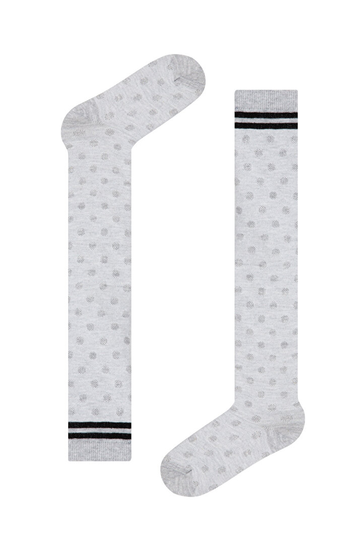 Grey Girls Snowy Tigh High Socks - 1