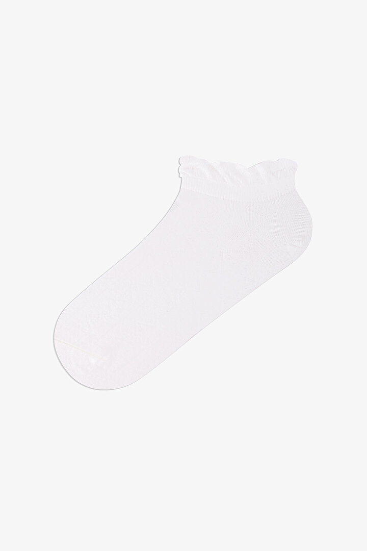 3 Çift Burun Dikişsiz Pamuklu Renkli Çiçek Nakışkı Fırfırlı Soket Çorap - 2