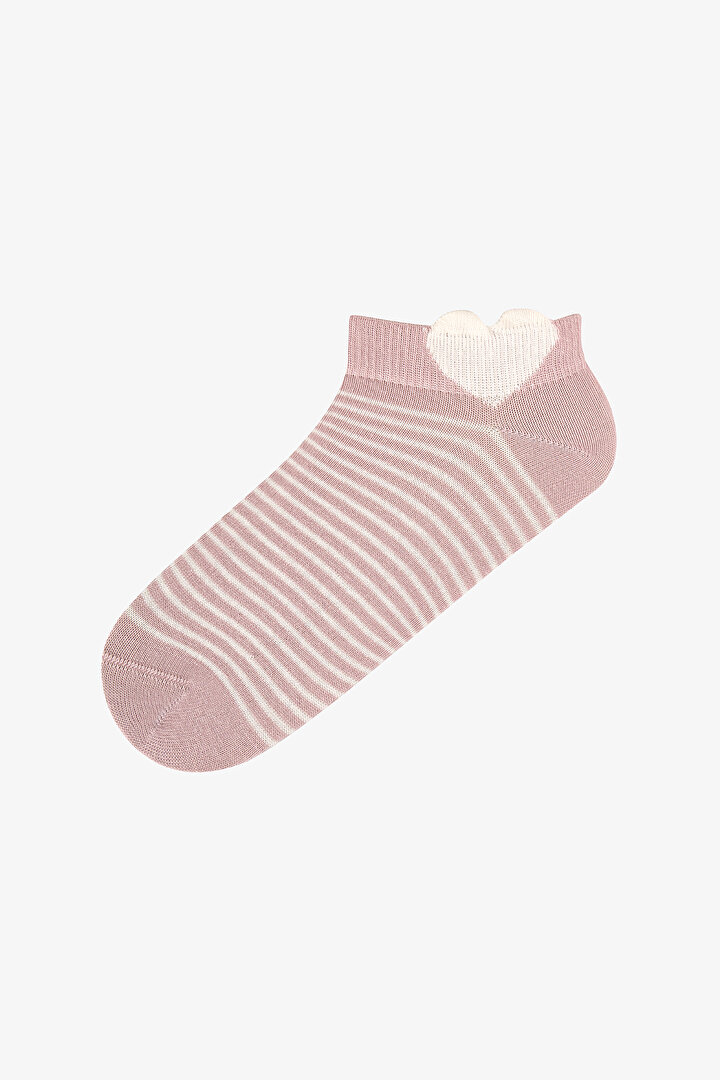 Beige Soft Heart Cotton 3 Pack Liner Socks - 2