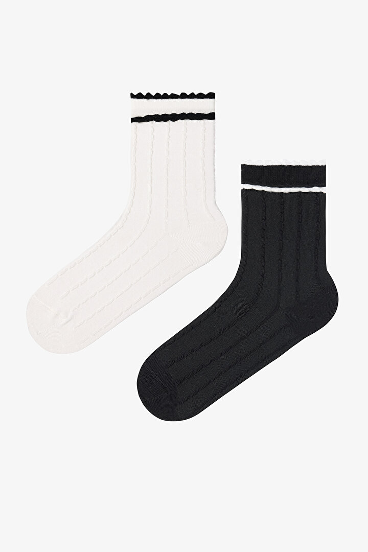 2 Pairs of Cotton Ruffle Socket Socks - 1
