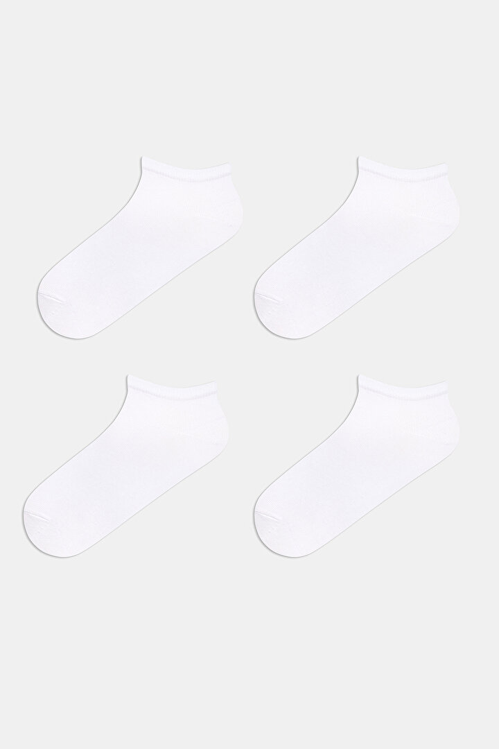 Basic 4 lü Beyaz Patik Çorap - 1
