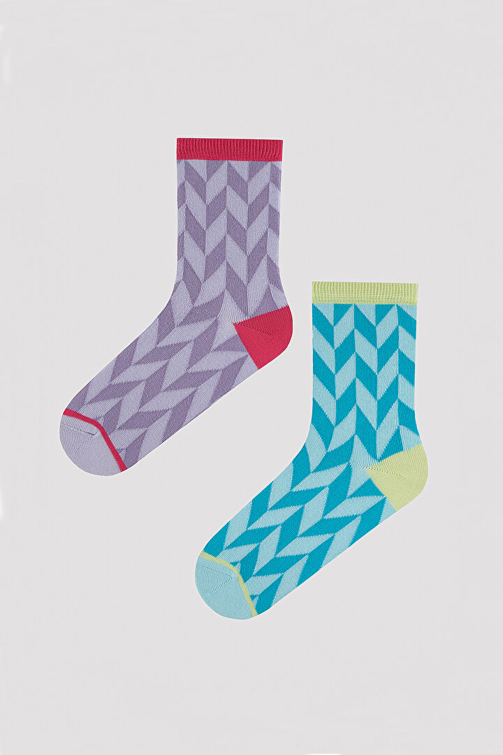 Colorful Zigzag 2in1 Socket Socks - 1