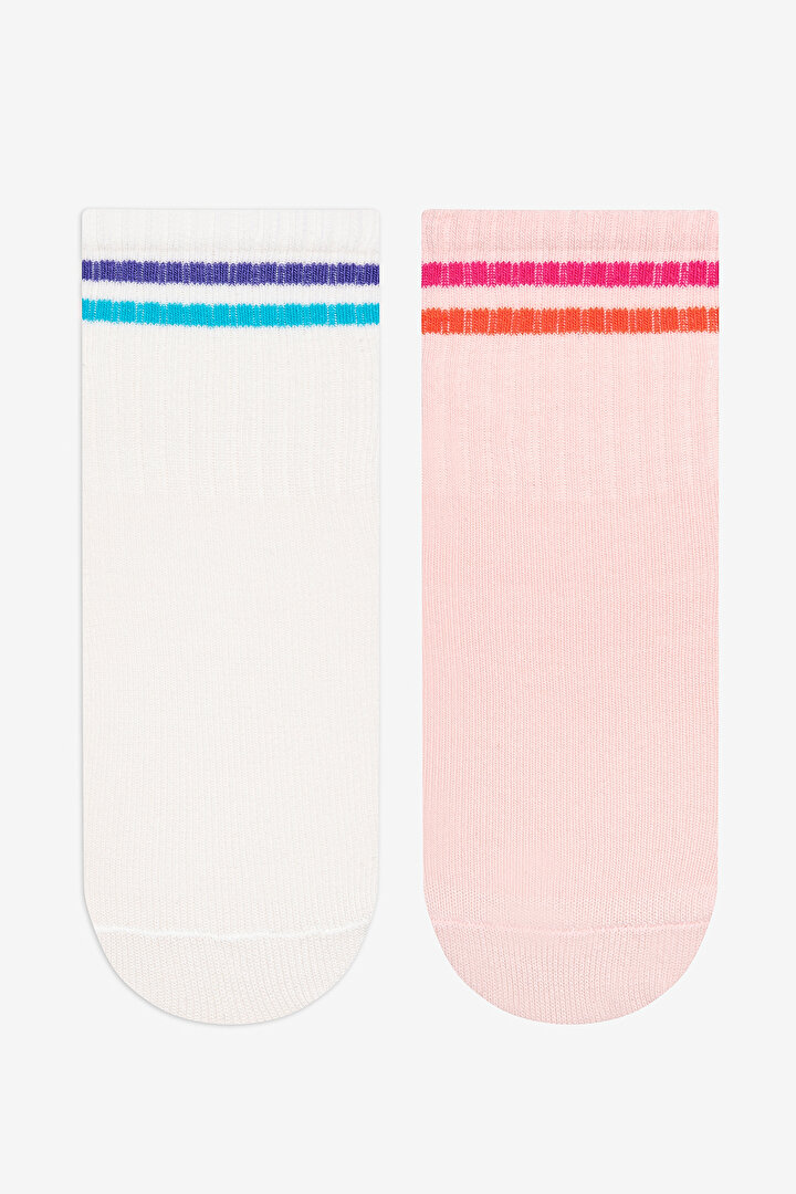 Girls Dog Lines Multi Colour 2in1 Tennis Socket Socks - 2