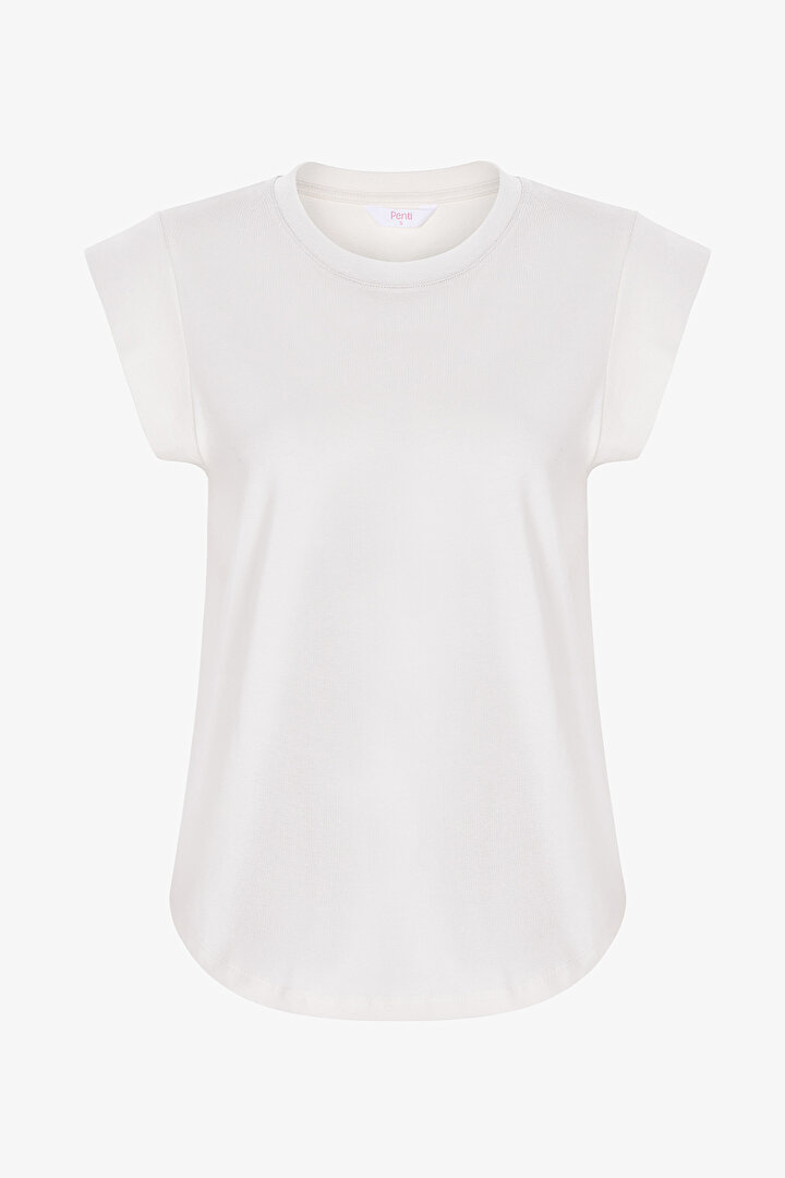 Kar Beyaz Curvy Tişört - 1