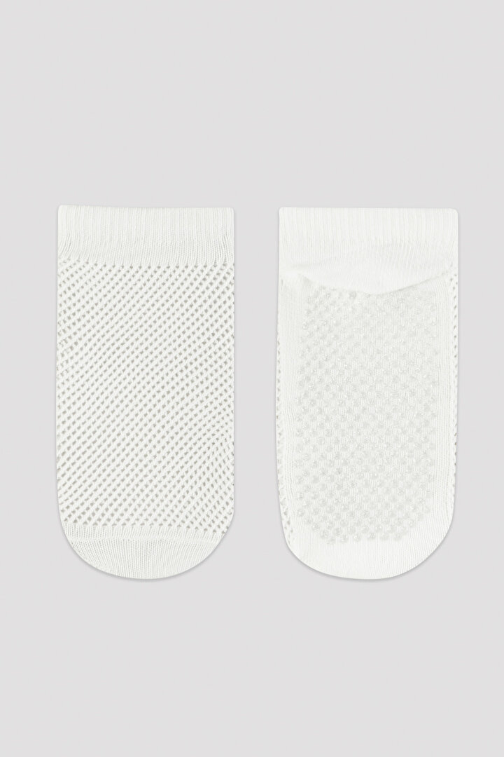 Noktalı Beyaz Patik Çorap - 1