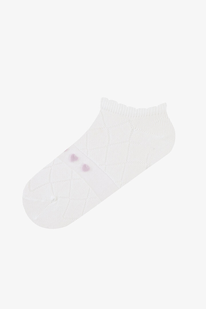 Diamond Heart  Pink White 2in1 Liner Socks - 2