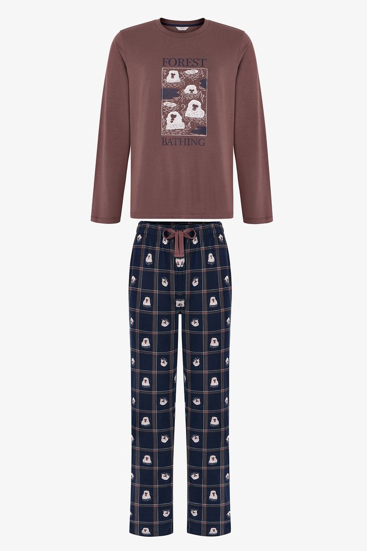 Erkek Trail Buddy Pantolon Uzun Kollu Pijama Takımı - 1