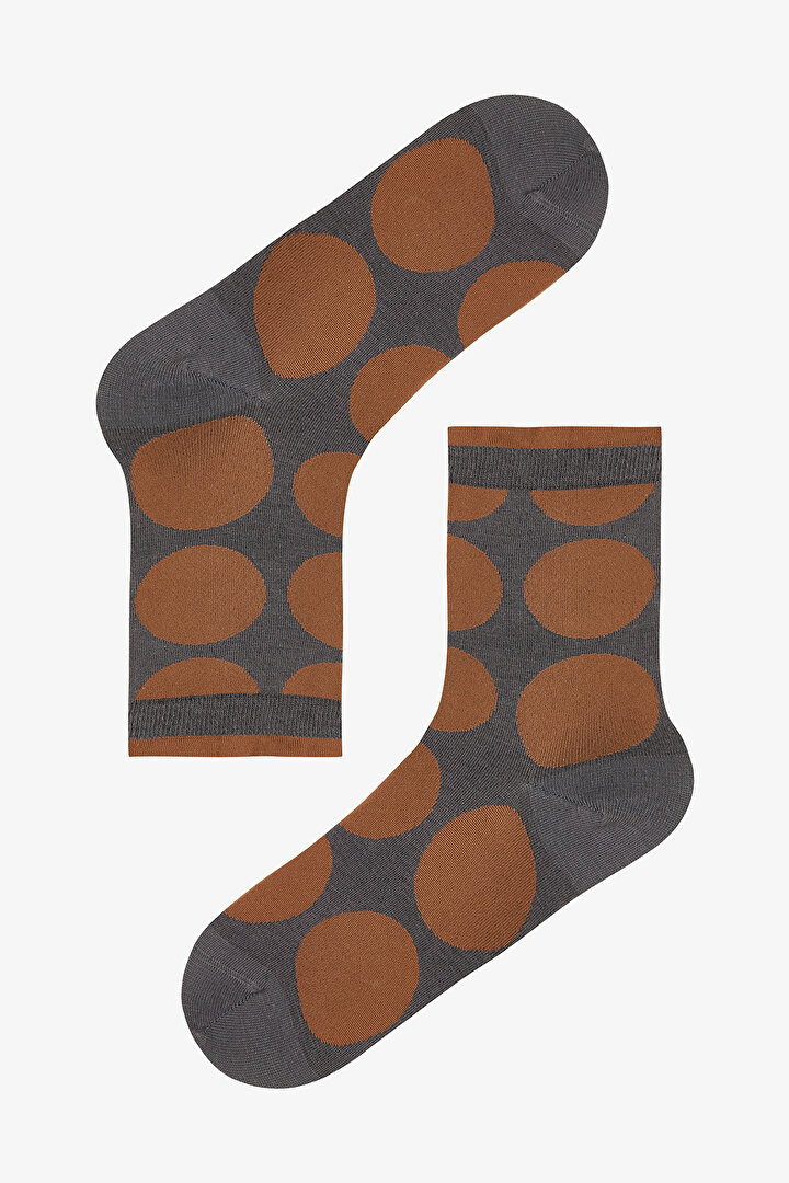 2 Çift Pamuklu Büyük Puantiye Desenli Soket Çorap - 2