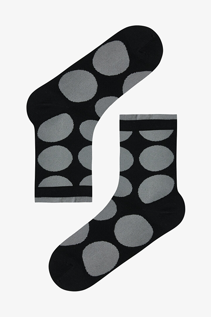 2 Çift Pamuklu Büyük Puantiye Desenli Soket Çorap - 3