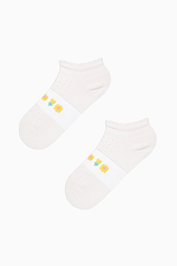 Transparent Flowers White Yellow 2in1 Liner Socks - 1