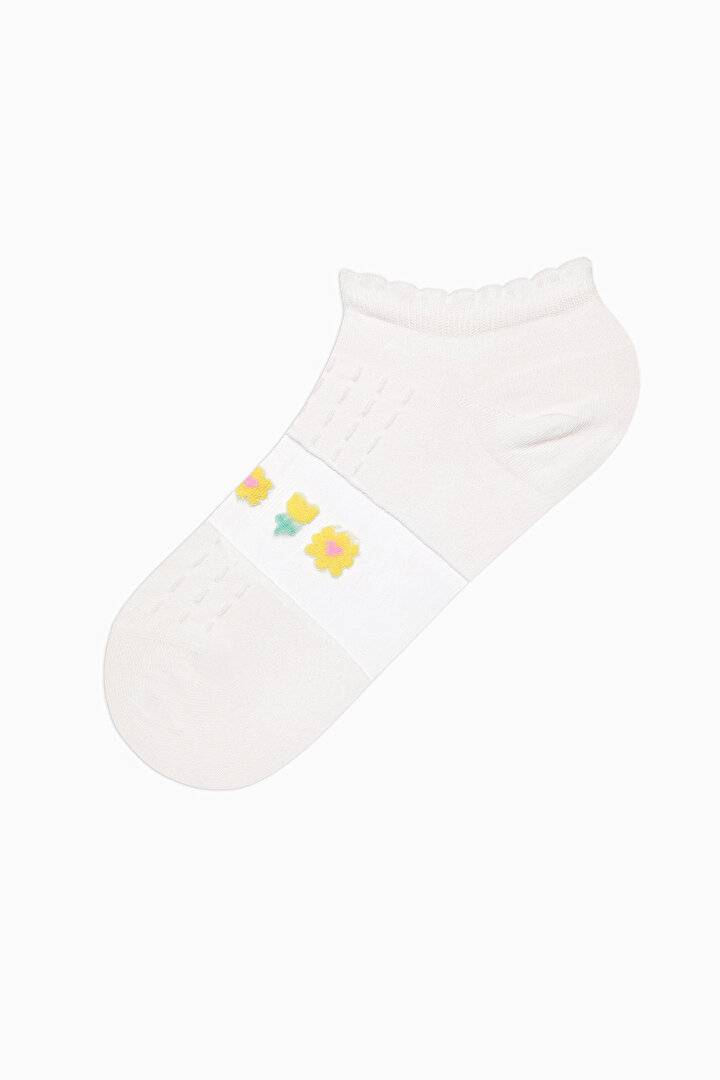 Transparent Flowers White Yellow 2in1 Liner Socks - 2