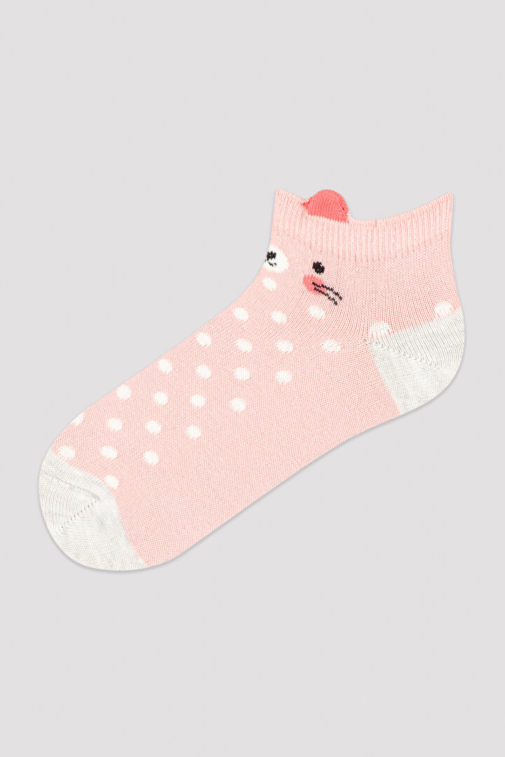 Çok Renkli Kız Çocuk Animals 3lü Patik Çorap - 2
